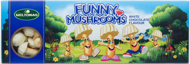 FUNNY MUSHROOMS 170g sušienky s bielou čokoládou